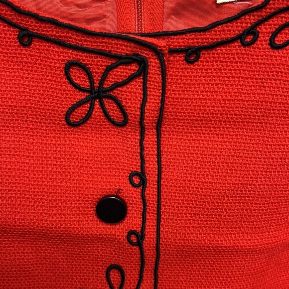 M111 // Red MISS COUTURE Pure Virgin Wool Dress 60s - Picture 5 of 11